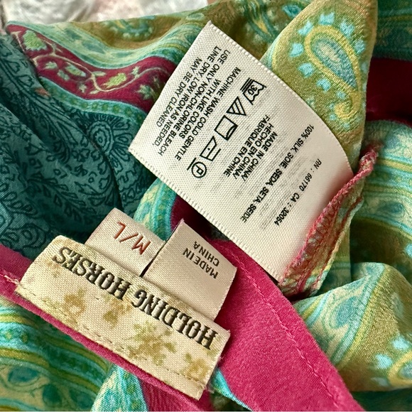 Anthropologie Holding Horses Floral Paisley Handkerchief Slip Sundress Silk M L - Picture 9 of 10